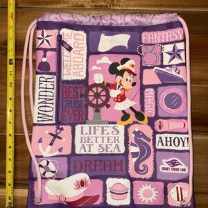 Disney Cruise Line Kids Drawstring Bag - Purple and Pink